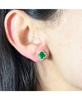 The Lovery Malachite Diamond Clover Stud Earrings