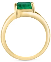 Effy Emerald (1-3/8 ct. t.w.) & Diamond (1/6 ct. t.w.) Bypass Ring in 14k Gold