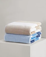 Calvin Klein Blocked Terry Yarn Dyed Stripe Beach Towel Set, 68" x 36"