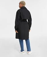 Karl Lagerfeld Paris Women's Ruched-Sleeve Trench Coat