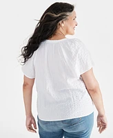 Style & Co Plus Flutter-Sleeve Top, Exclusively at Macy's