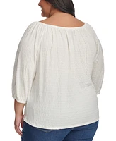 Tommy Hilfiger Plus Size 3/4-Length Sleeve Top