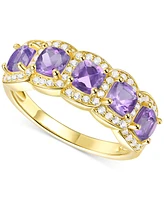 Amethyst (1-1/4 ct. t.w.) & Lab-Grown White Sapphire (1/3 Ring 14k Gold-Plated Sterling Silver (Also Citrine Opal)