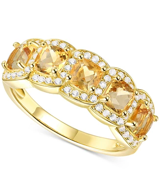 Amethyst (1-1/4 ct. t.w.) & Lab-Grown White Sapphire (1/3 Ring 14k Gold-Plated Sterling Silver (Also Citrine Opal)