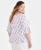 Style & Co Plus Printed On Off Top, Created for Macy's