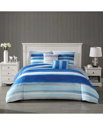 Bebejan Coastal Stripe Bedding 100 Cotton 5 Piece Reversible Comforter Set