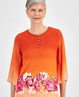 Jm Collection Petite Marrakesh Mix-Print Chiffon Top, Created for Macy's