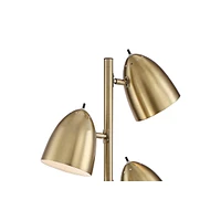 360 Lighting Aaron Mid Century Modern Tree Floor Lamp 64" Tall Aged Brass Gold Metal Adjustable Swivel 3-Light Dome Shade Decor for Living Room Readin