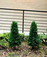 Nearly Natural 3ft. Uv Resistant Artificial Cedar Plant with Integrated Ground Stake Indoor/Outdoor - Set of 2