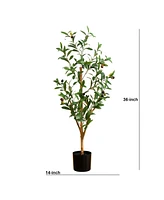 Nearly Natural 3ft. Artificial Olive Tree with Natural Trunk