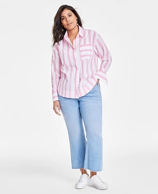 On 34th Women's Wide Stripe Relaxed-Fit Shirt, Created for Macy's