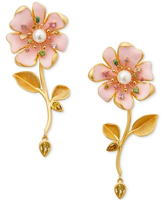 kate spade new york Gold-Tone Bloom In Color Linear Earrings