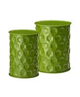 Glitzhome Set of 2 Honeycomb Metal Garden Stool or Planter Stand