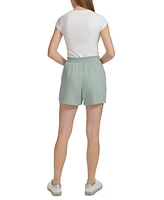 Calvin Klein Jeans Women's Smocked-Waist Double-Crepe Pull-On Cotton Shorts