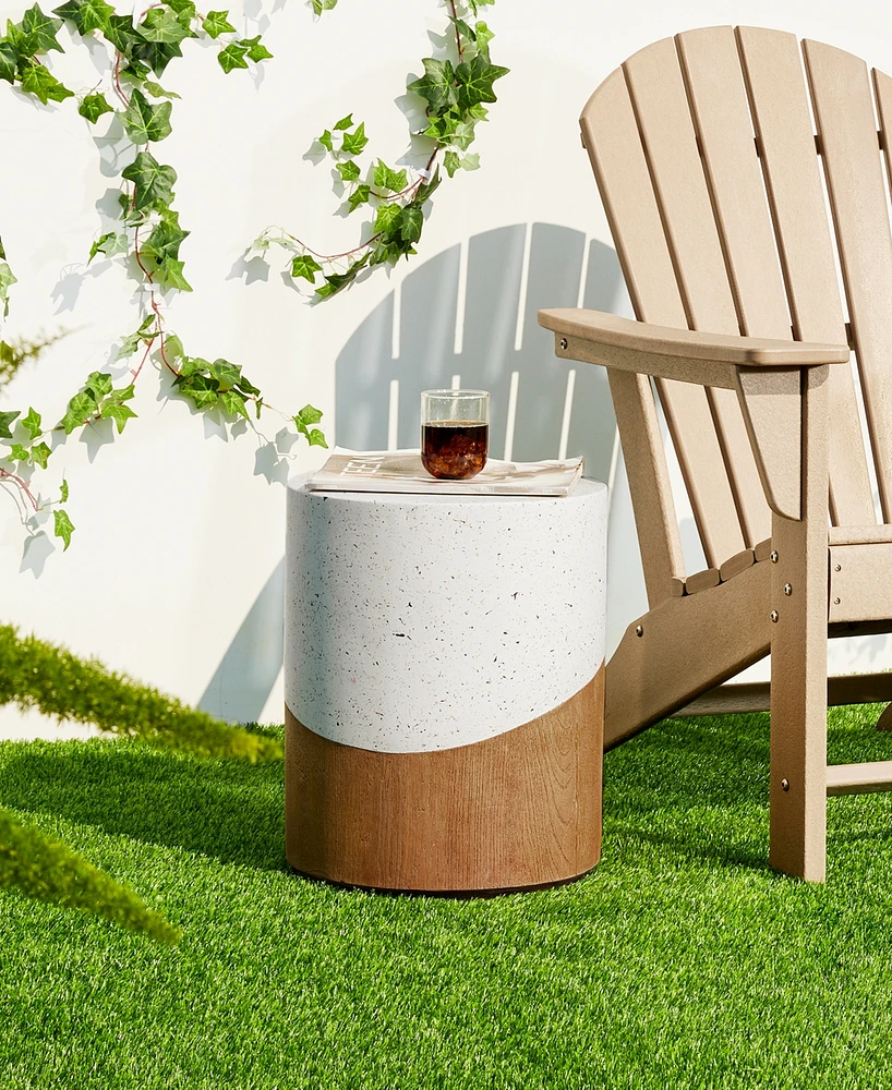 Glitzhome Multi-functional Faux Terrazzo and Wood Texture Garden Stool or Plant Stand