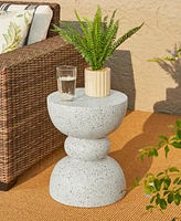 Glitzhome Multi-functional Faux Terrazzo Garden Stool or Plant Stand or Accent Table