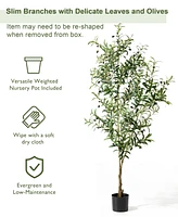 Glitzhome 6ft. Faux Olive Tree in Pot