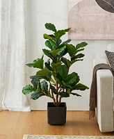 Glitzhome 3.5ft. Faux Fiddle Leaf Fig Tree in Pot