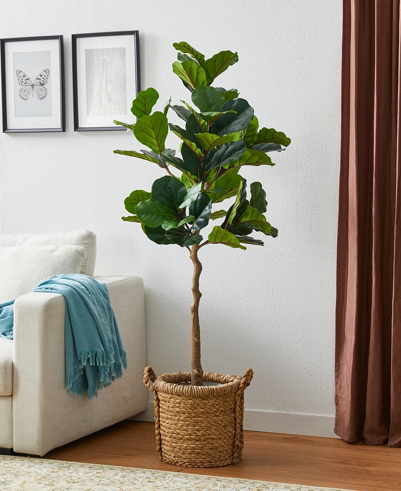 Glitzhome 5ft. Faux Fiddle Leaf Fig Tree in Pot