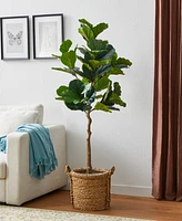 Glitzhome 5ft. Faux Fiddle Leaf Fig Tree in Pot