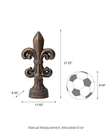 Glitzhome Bronze Standing Fleur De Lis Garden Statue
