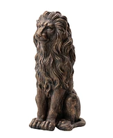 Glitzhome Oversized Bronze Sitting Lion Garden Statue