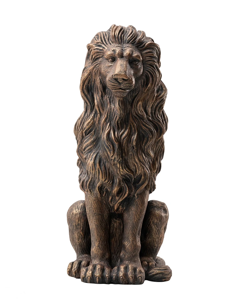 Glitzhome Oversized Bronze Sitting Lion Garden Statue