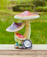 Glitzhome Solar Powered Vibrant Mushrooms Garden Statue