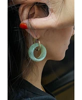 Amelie — Single Hoop Green Stone Earring