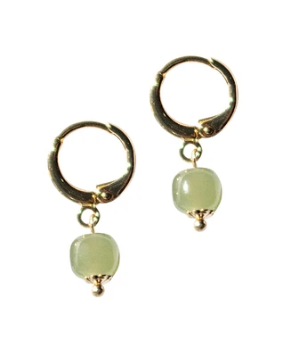 seree Berry - Small hoop with green bead earrings