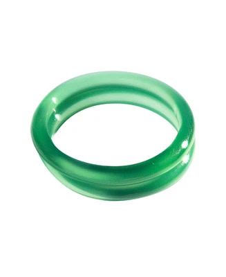 seree Forest - Green jade stone skinny stacking rings