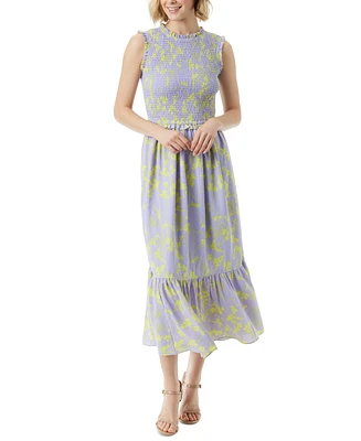 Jessica Simpson Women's Mira Floral-Print Smocked Maxi Dress