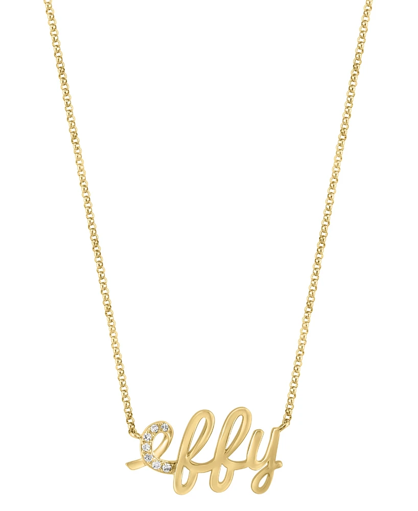 Effy Diamond Logo 18" Pendant Necklace (1/20 ct. t.w.) in 14k Gold