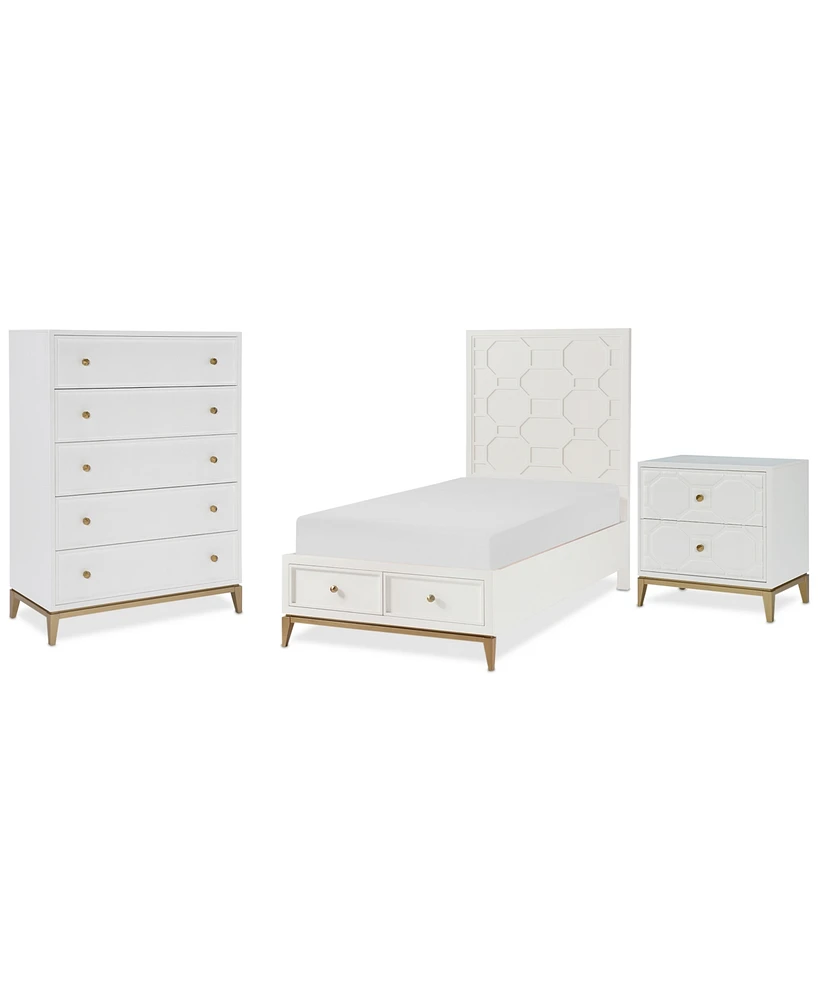 Chelsea 3-Pc. Bedroom Set (Full Storage Bed, Chest & Nightstand)