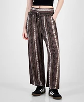 Kingston Grey Juniors' Printed Drawstring Wide-Leg Pants