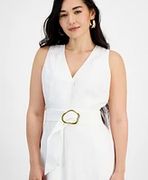 I.n.c. International Concepts Petite Linen-Blend Belted Midi Dress, Created for Macy's