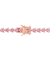 Lab-Grown Pink Sapphire Heart Shape Tennis Bracelet (12-1/3 ct. t.w.) in Rose-Plated Sterling Silver