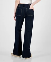 Tinseltown Juniors' Super-High-Rise Split-Seam Flare-Leg Jeans, Created for Macy's