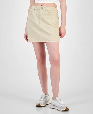 Tinseltown Juniors' Zip-Front Five-Pocket Mini Skirt