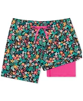 Chubbies Men's The Bloomerangs Quick-Dry 5-1/2" Swim Trunks with Boxer-Brief Liner - Black