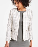 Kasper Petite Tweed Collarless Open-Front Blazer