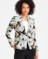 Kasper Women's Leaf-Print One-Button Blazer