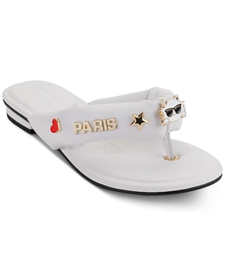 Karl Lagerfeld Paris Women's Ceejay Embellished Thong Sandals