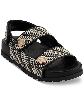 Karl Lagerfeld Paris Women's Bindi Button Woven Platform Sandals