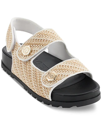 Karl Lagerfeld Paris Women's Bindi Button Woven Platform Sandals