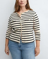 Mango Women's Buttons Detail Striped Cardigan