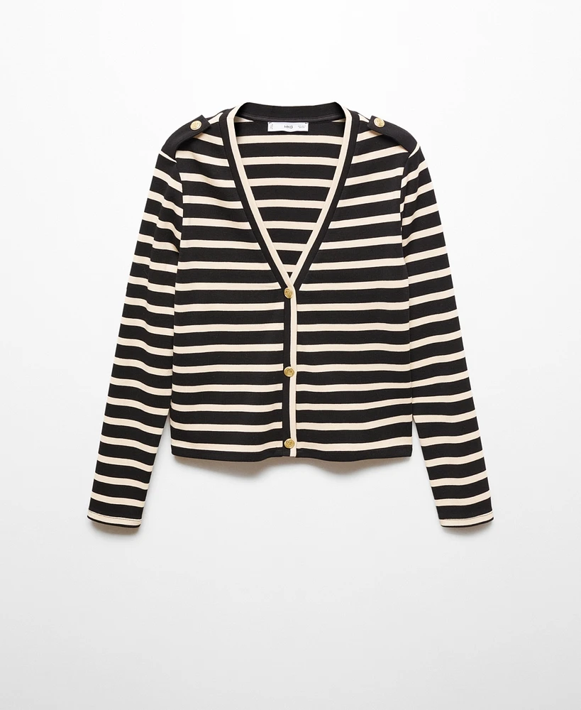 Mango Women's Buttons Detail Striped Cardigan