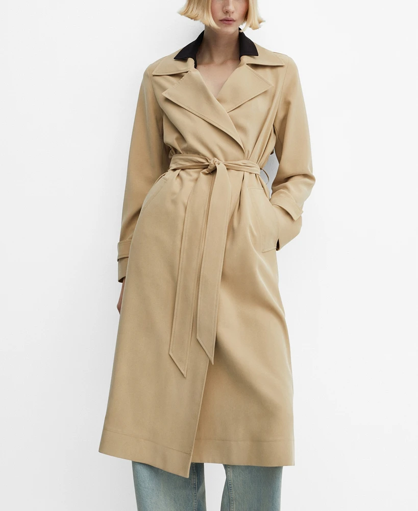 Mango Women's Flowy Lapel Trench Coat