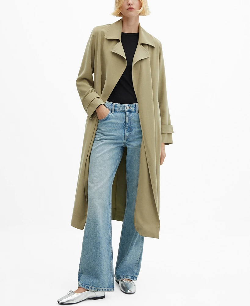 Mango Women's Flowy Lapel Trench Coat