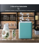 44 lbs Stainless Portable Countertop Self-Clean Ice Maker, 24 Square Cubes with Lcd Display